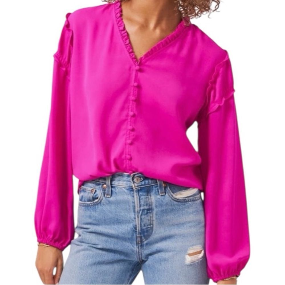1. State‎ Fuchsia Long Sleeve Blouse Size Small 📦